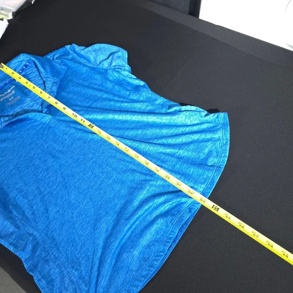 Tommy Bahama IslandZone Women S Blue Polo Shirt Short Sleeve VNeck Space Dye Top - Picture 3 of 8